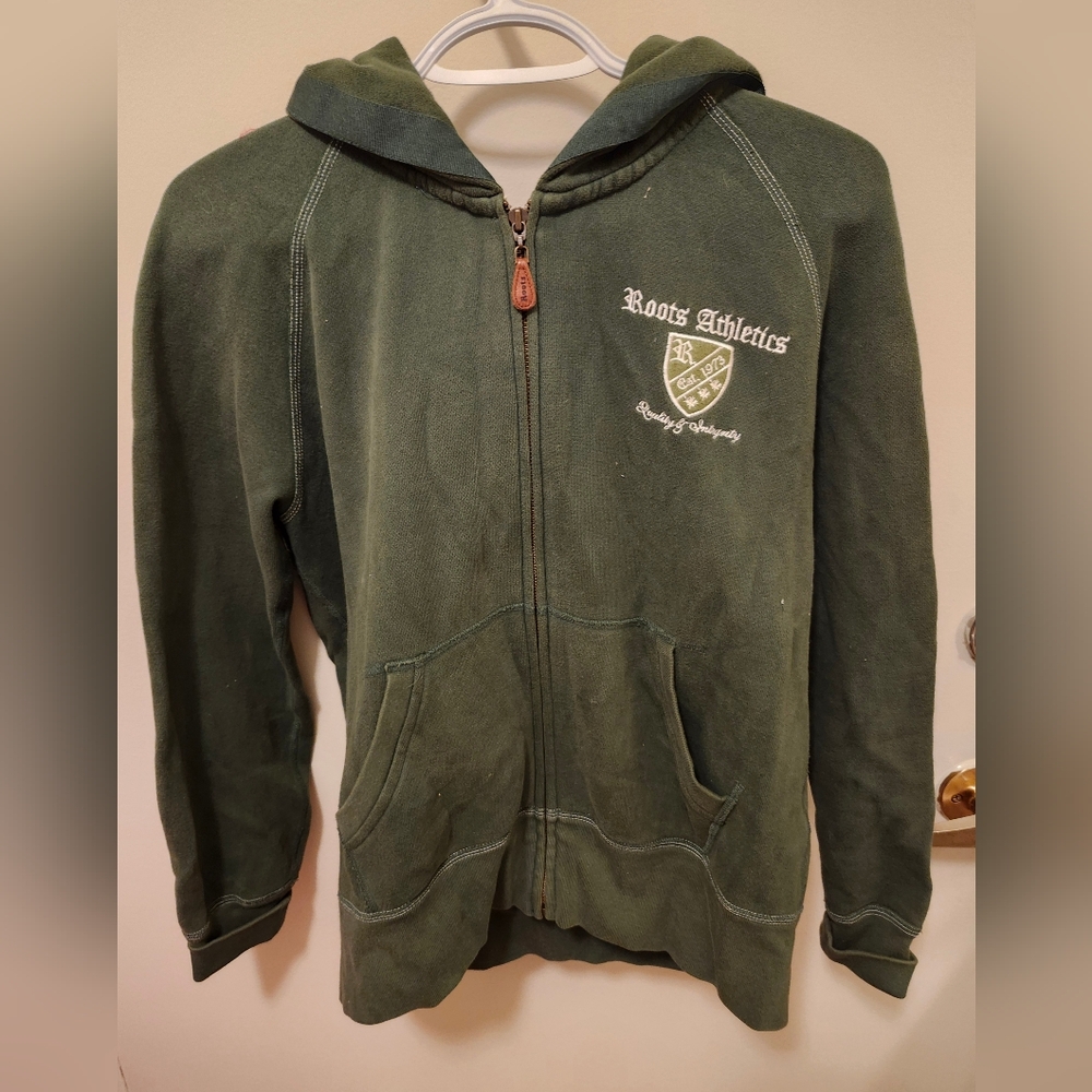 ROOTS Green Hooded Sweatshirt, Size L, VGUC - Picture 2 of 7